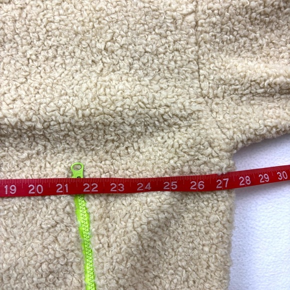 NWT Lou & Grey Tan/Fluorescent Green crop Neck 1/2 Zip Teddy Sherpa Jacket (XXL) - Picture 13 of 15